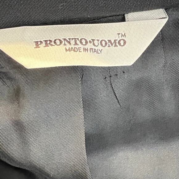 Pronto-Uomo Lessona Natural Stretch Super 100's Suit Pants Mens 34S Black Wool - Picture 8 of 13